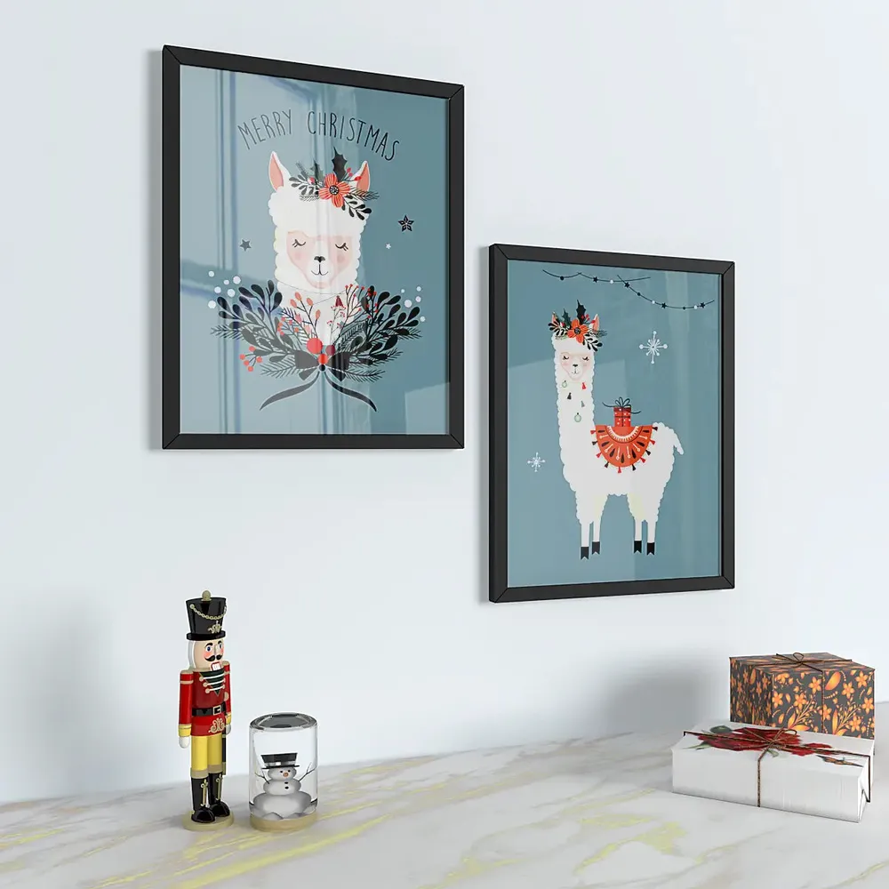 Beautiful Christmas  Art Framed Set of 2 / Break Resistant Clear Acrylic Glass / 61 cm x 30 cm