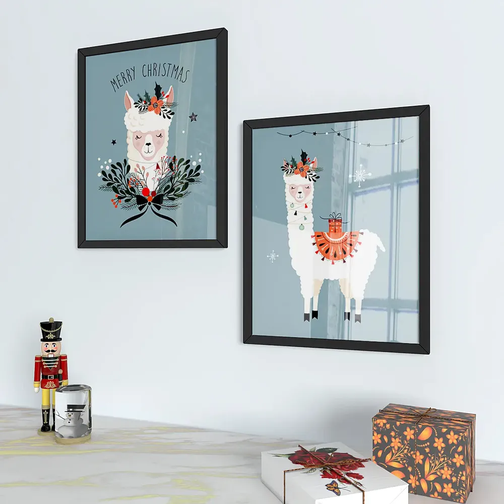 Beautiful Christmas  Art Framed Set of 2 / Break Resistant Clear Acrylic Glass / 61 cm x 30 cm