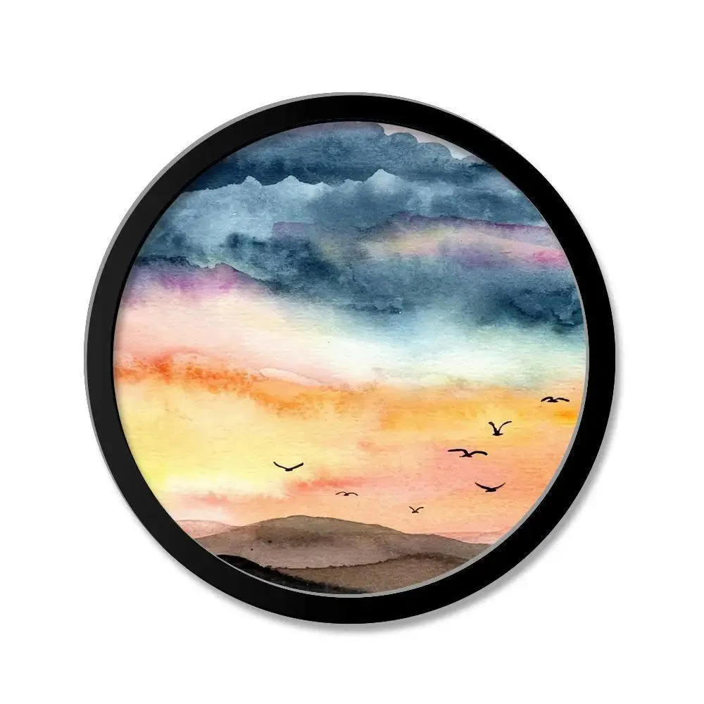 Beautiful Colorful Cloud Art Scenery With Round Shape Canvas wall Painting