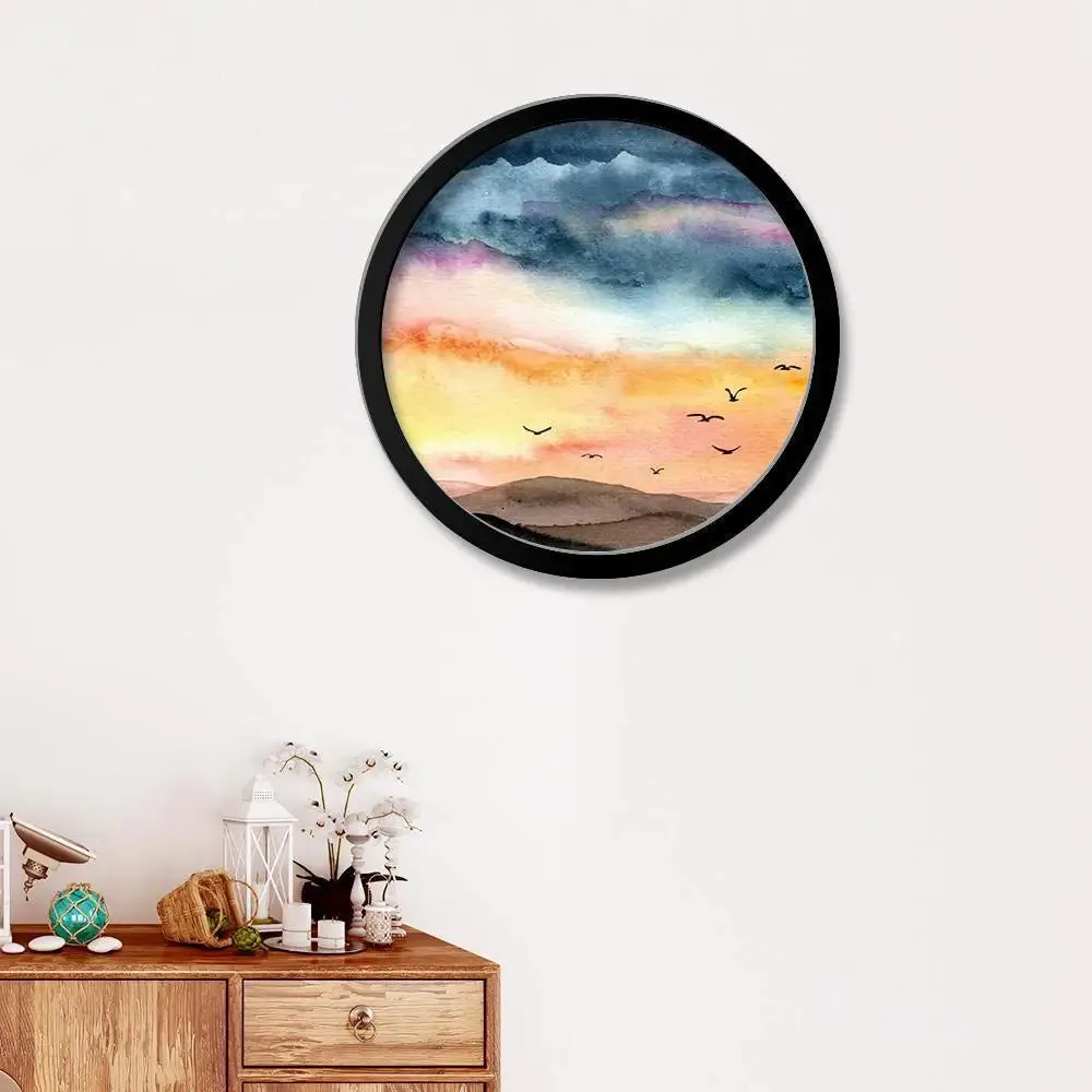 Beautiful Colorful Cloud Art Scenery With Round Shape Canvas wall Painting