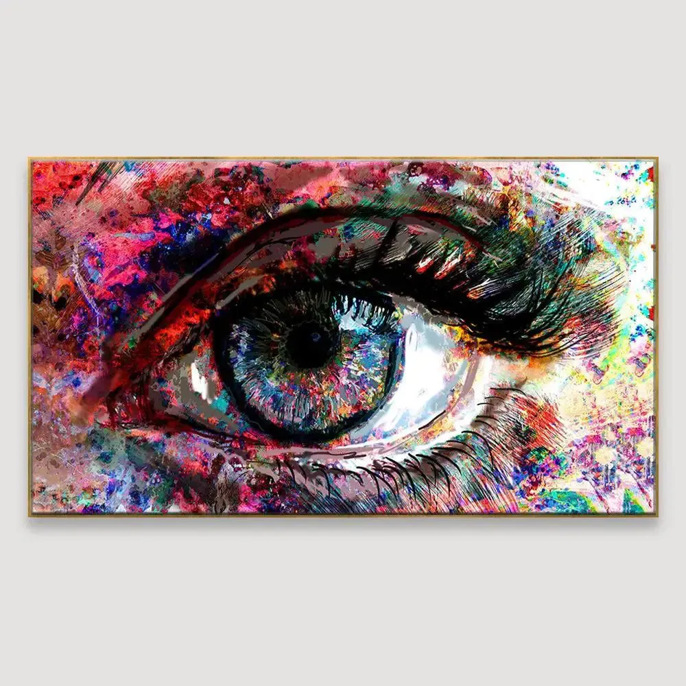 Beautiful Colorful Eyes Modern Art Canvas Printed Painting With Frame