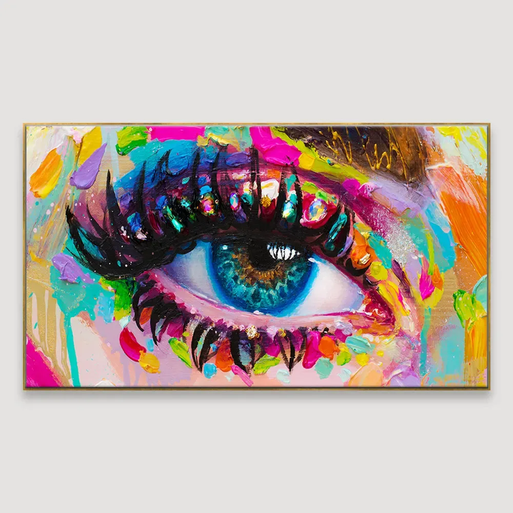 Beautiful Colorful Eyes Modern Art Canvas Printed Painting With Frame