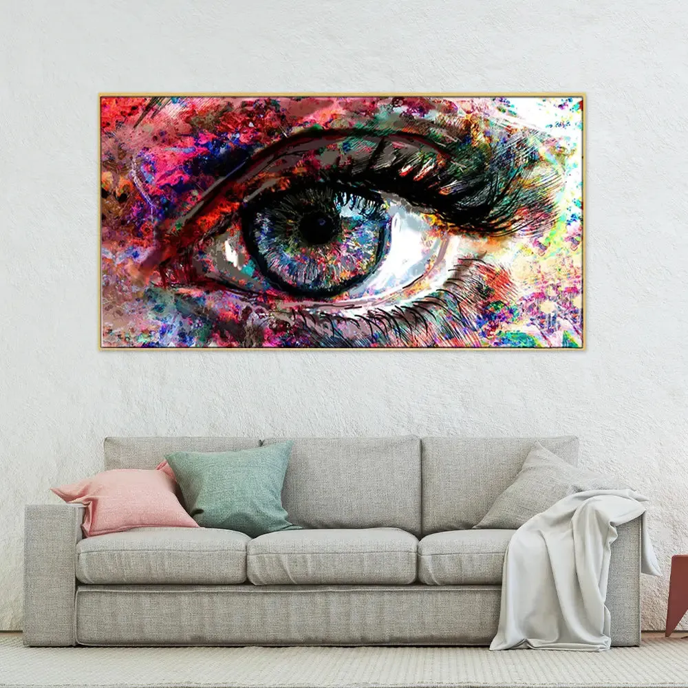 Beautiful Colorful Eyes Modern Art Canvas Printed Painting With Frame