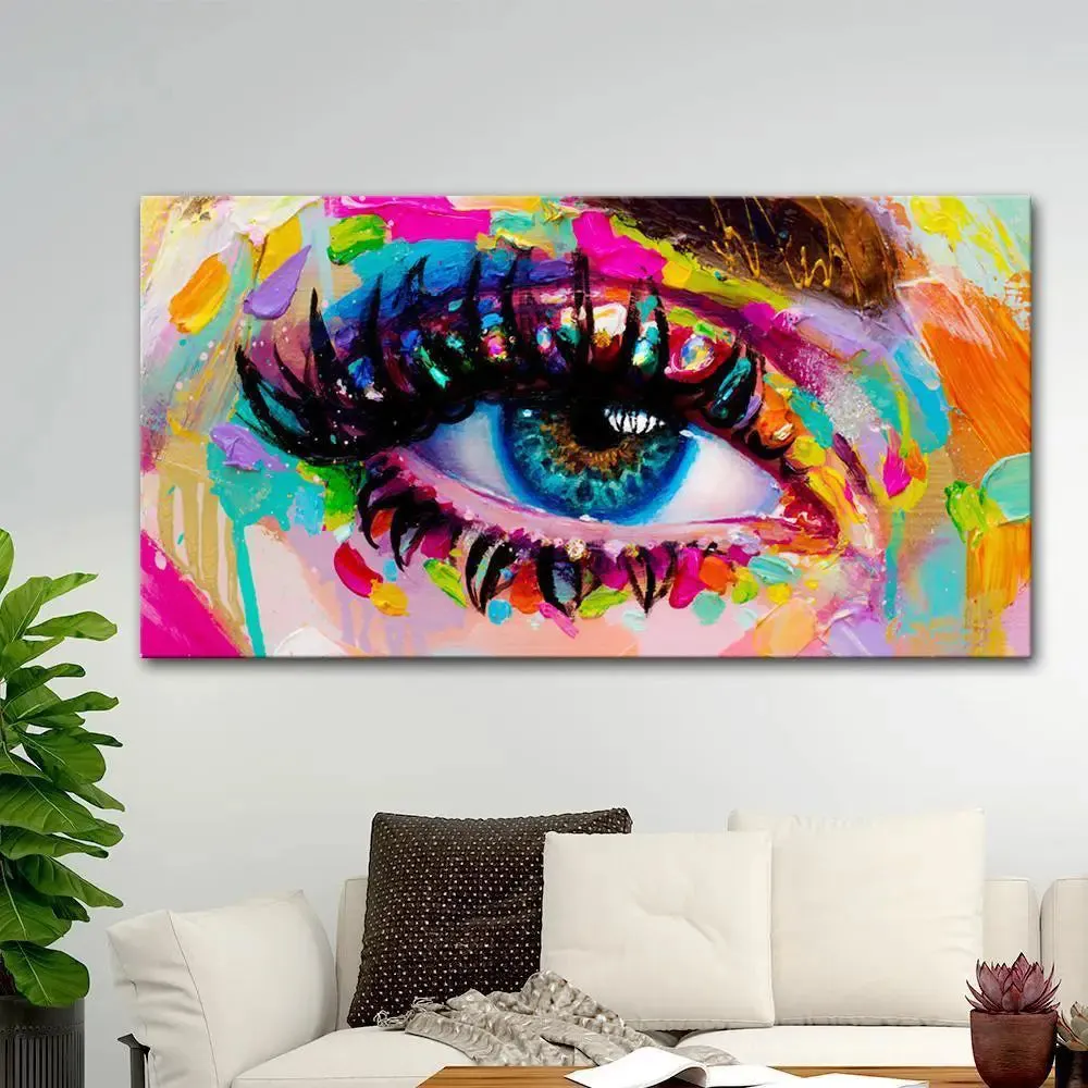 Beautiful Colorful Eyes Modern Art Canvas Printed Painting With Frame