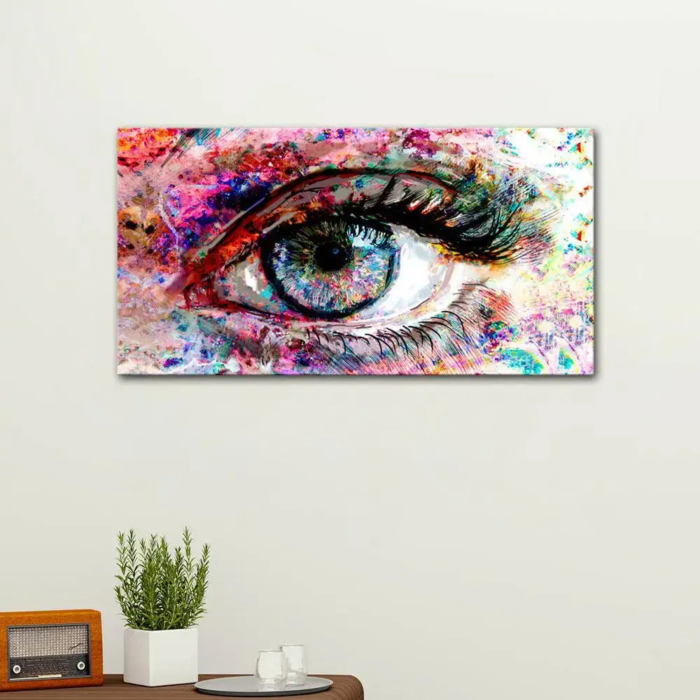 Beautiful Colorful Eyes Modern Art Canvas Printed Painting With Frame