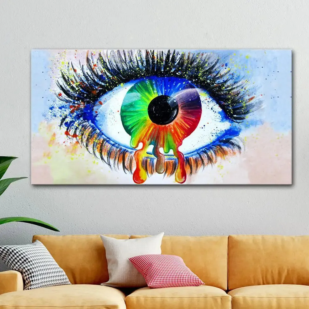 Beautiful Colorful Eyes Modern Art Canvas Printed Painting With Frame