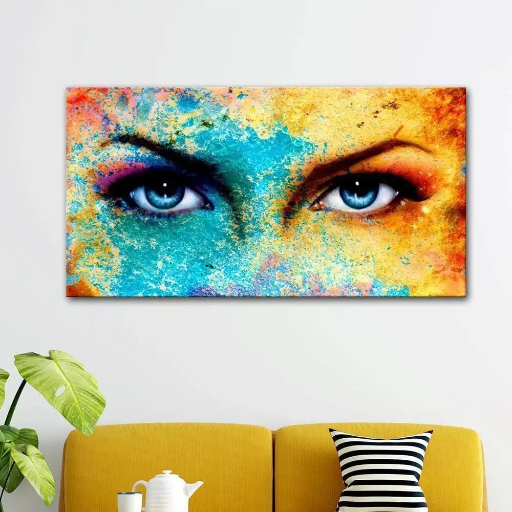 Beautiful Colors Splash Eyes Modern Design Canvas Printed Painting With Frame