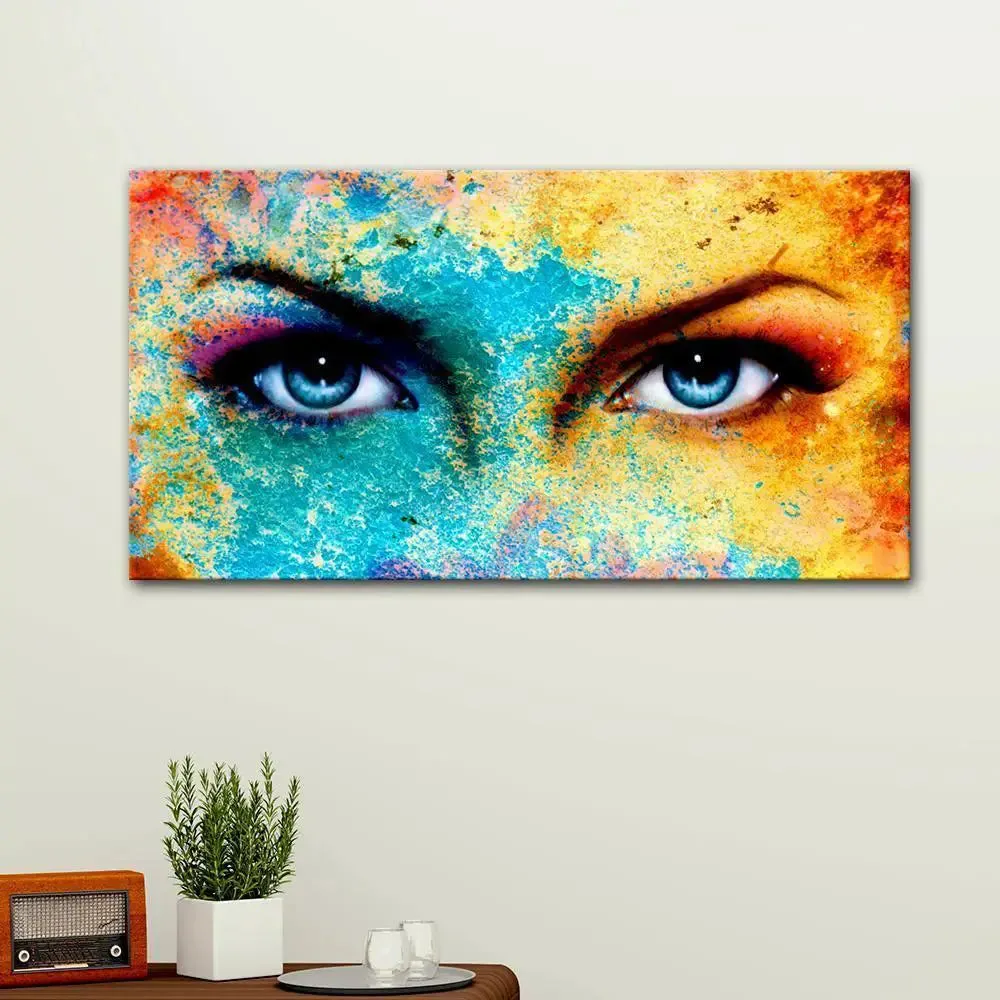 Beautiful Colors Splash Eyes Modern Design Canvas Printed Painting With Frame