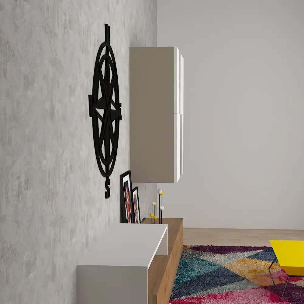 Beautiful Compass Design Wooden Wall Hanging,  Living Room Wooden Wall Decoration Medium(15 inch X 15 inch)