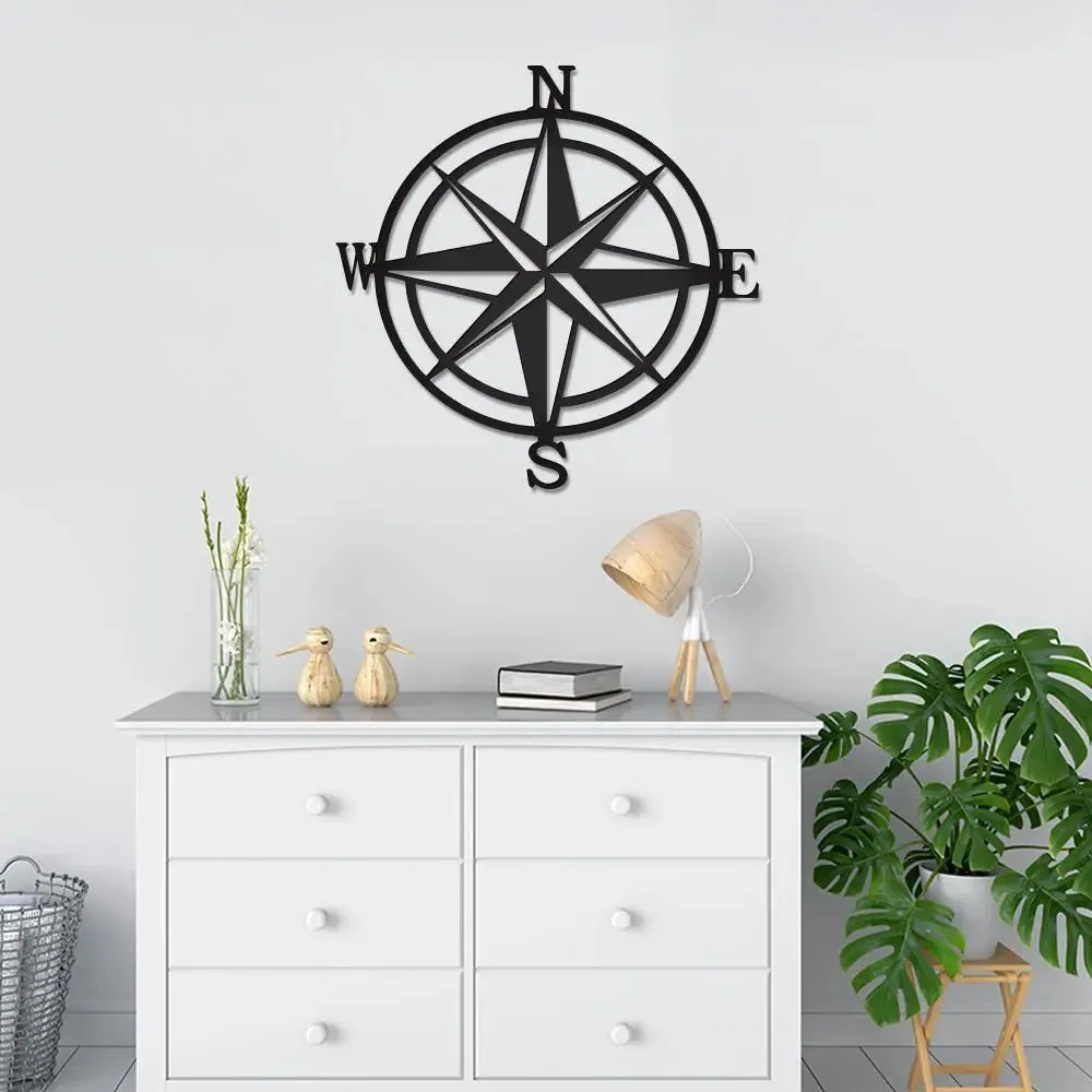 Beautiful Compass Design Wooden Wall Hanging,  Living Room Wooden Wall Decoration Medium(15 inch X 15 inch)