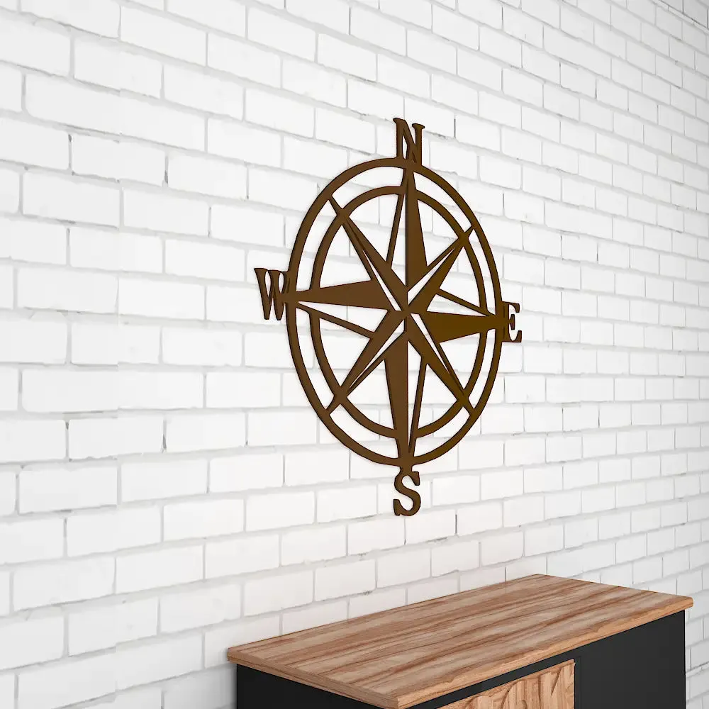 Beautiful Compass in brown color Design Wooden Wall Hanging, Medium(18 inch X 18 inch)