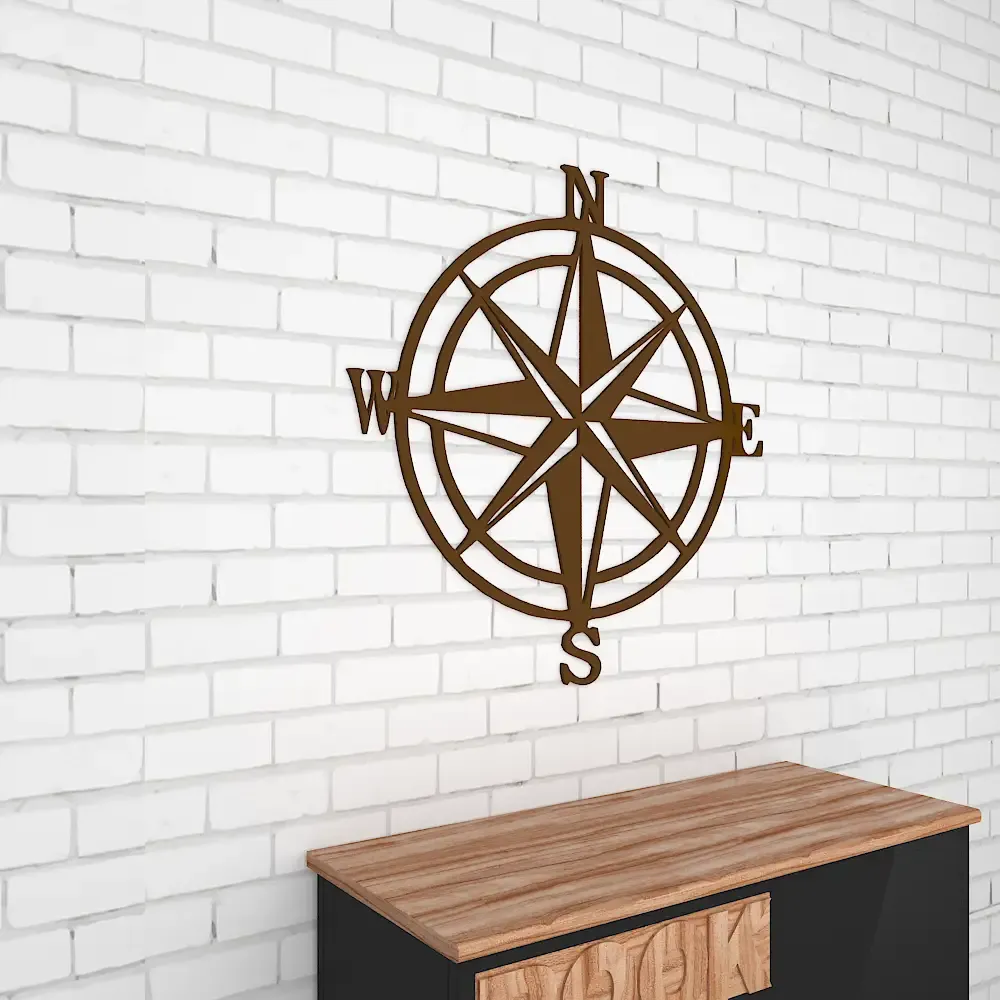 Beautiful Compass in brown color Design Wooden Wall Hanging, Medium(18 inch X 18 inch)