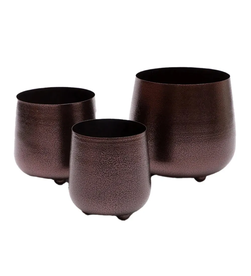 Beautiful Copper Hammered Bowl Planter Set of 3