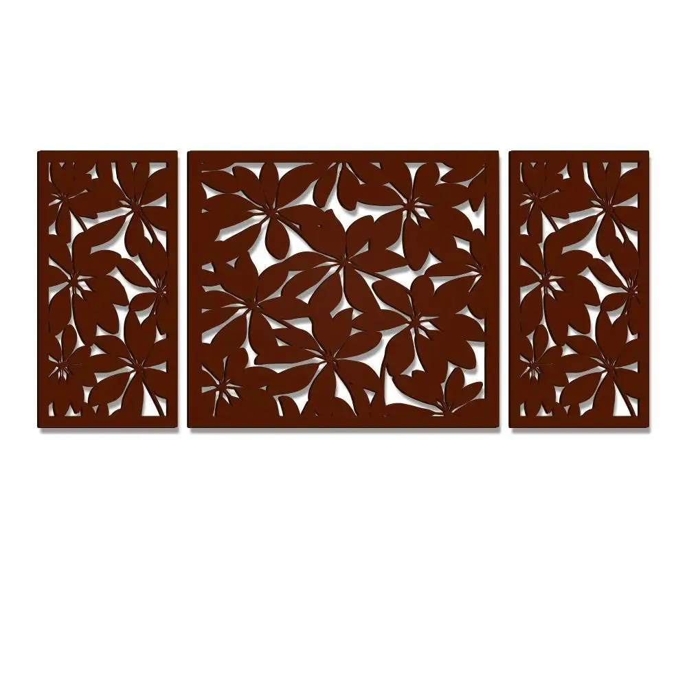 Beautiful dark Brown color Flower Design Wooden Wall Hanging, Medium(18 inch X 40 inch)