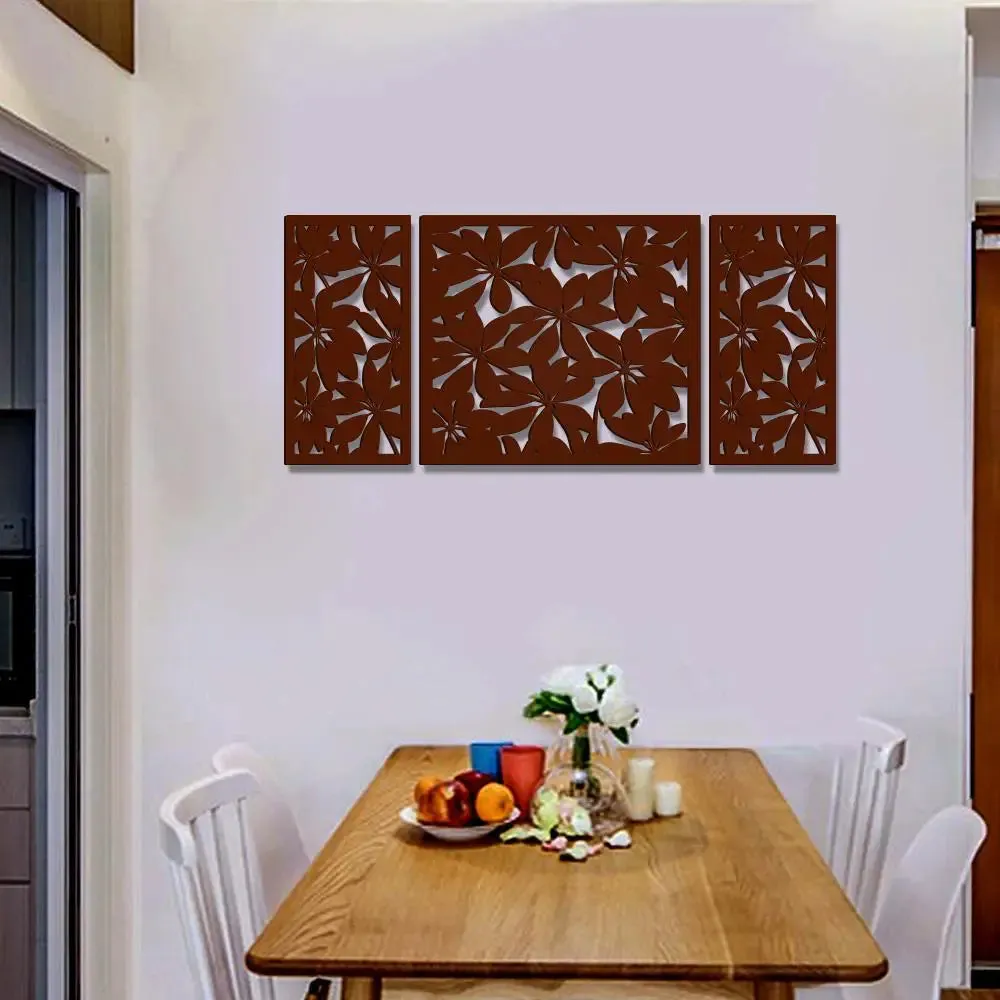 Beautiful dark Brown color Flower Design Wooden Wall Hanging, Medium(18 inch X 40 inch)