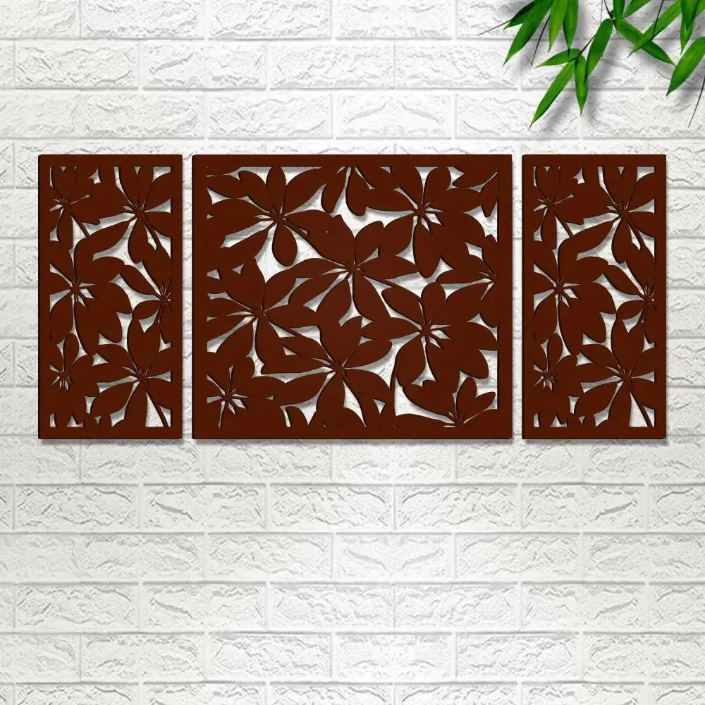 Beautiful dark Brown color Flower Design Wooden Wall Hanging, Medium(18 inch X 40 inch)