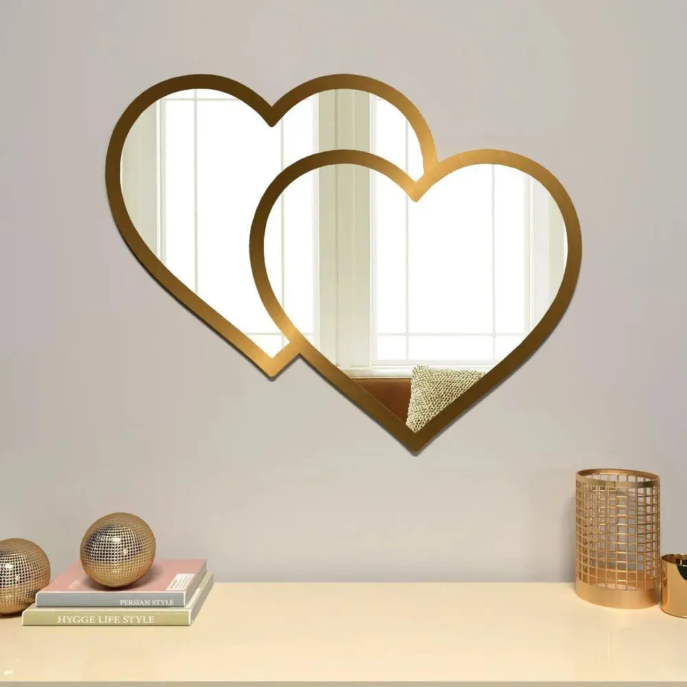Beautiful Decorative Heart Shape Mirror With Gold Finish Frame