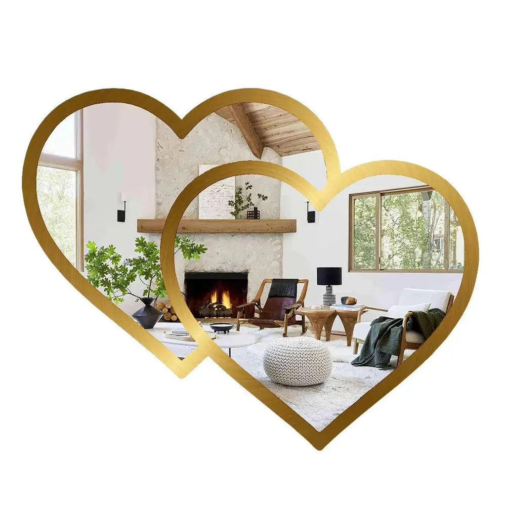 Beautiful Decorative Heart Shape Mirror With Gold Finish Frame