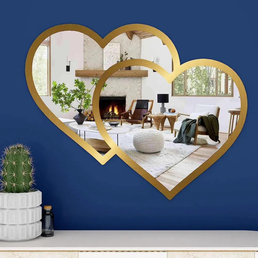Beautiful Decorative Heart Shape Mirror With Gold Finish Frame