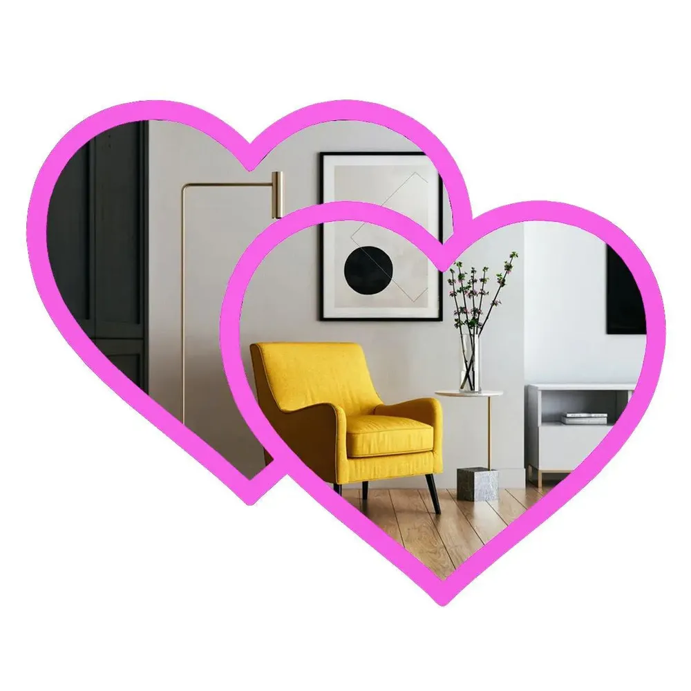 Beautiful Decorative Heart Shape Mirror With Pink Color Frame