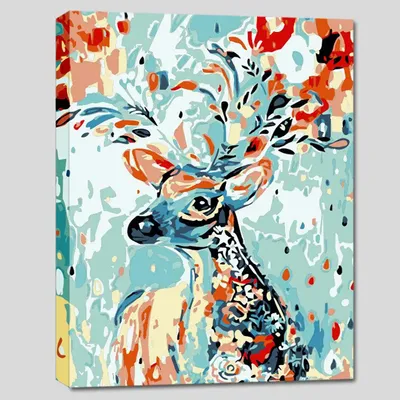 Beautiful Deer Colourful DIY(Do-It-Yourself)/ Paint by numbers canvas painting kit