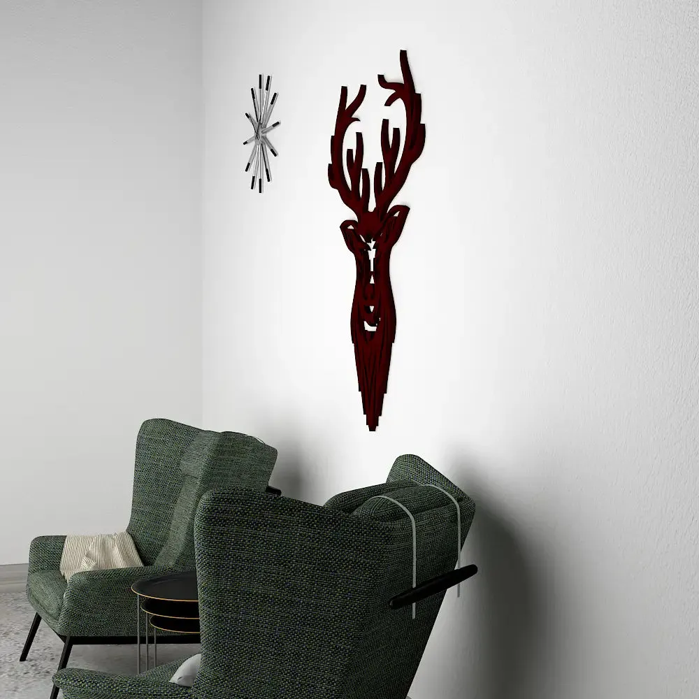 Beautiful Deer Head Design Wooden Wall Hanging,Living Room Wooden Wall Decoration Medium(18 inch X 12 inch)