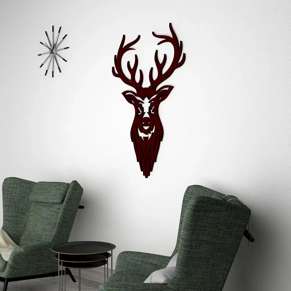 Beautiful Deer Head Design Wooden Wall Hanging,Living Room Wooden Wall Decoration Medium(18 inch X 12 inch)