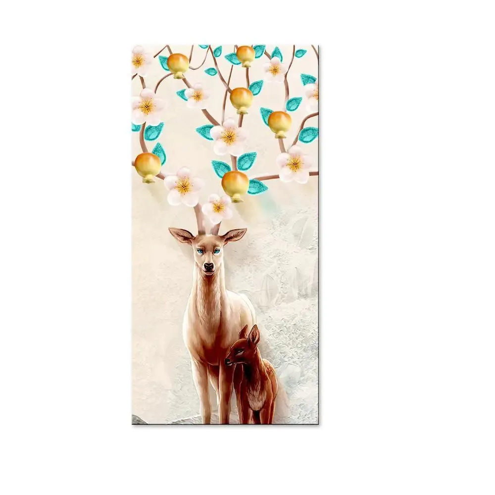 Beautiful Deer With Cub Canvas Printed Wall Painting With Frame
