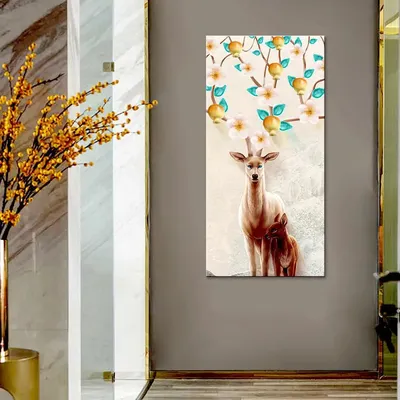 Beautiful Deer With Cub Canvas Printed Wall Painting