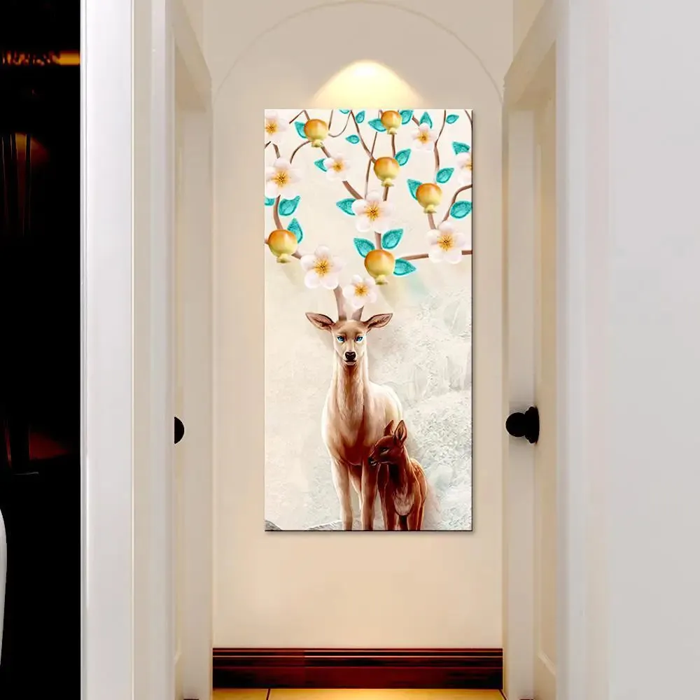 Beautiful Deer With Cub Canvas Printed Wall Painting With Frame