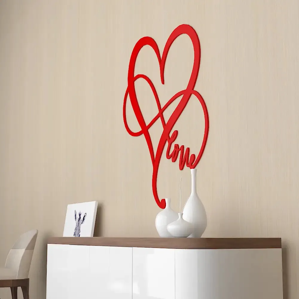 Beautiful Designer love in Red Color Design Wooden Wall Hanging Medium(18 inch X 17 inch)