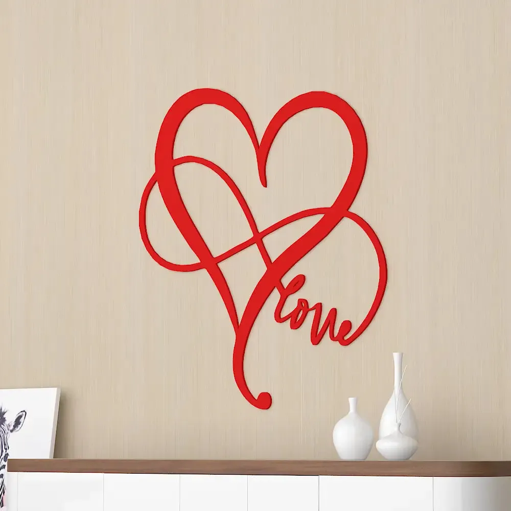 Beautiful Designer love in Red Color Design Wooden Wall Hanging Medium(18 inch X 17 inch)