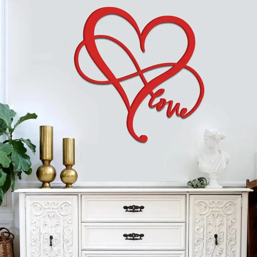 Beautiful Designer love in Red Color Design Wooden Wall Hanging Medium(18 inch X 17 inch)