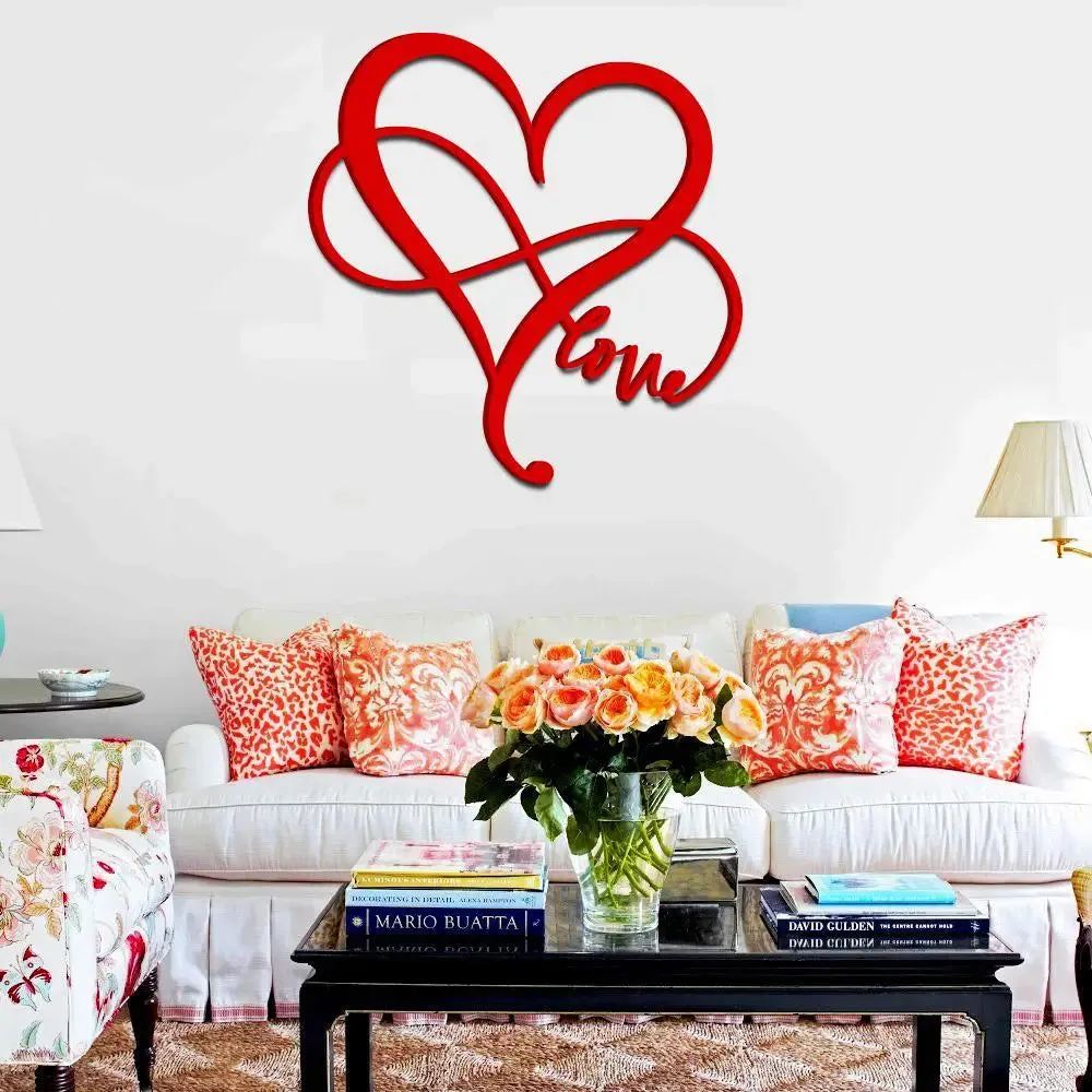 Beautiful Designer love in Red Color Design Wooden Wall Hanging Medium(18 inch X 17 inch)