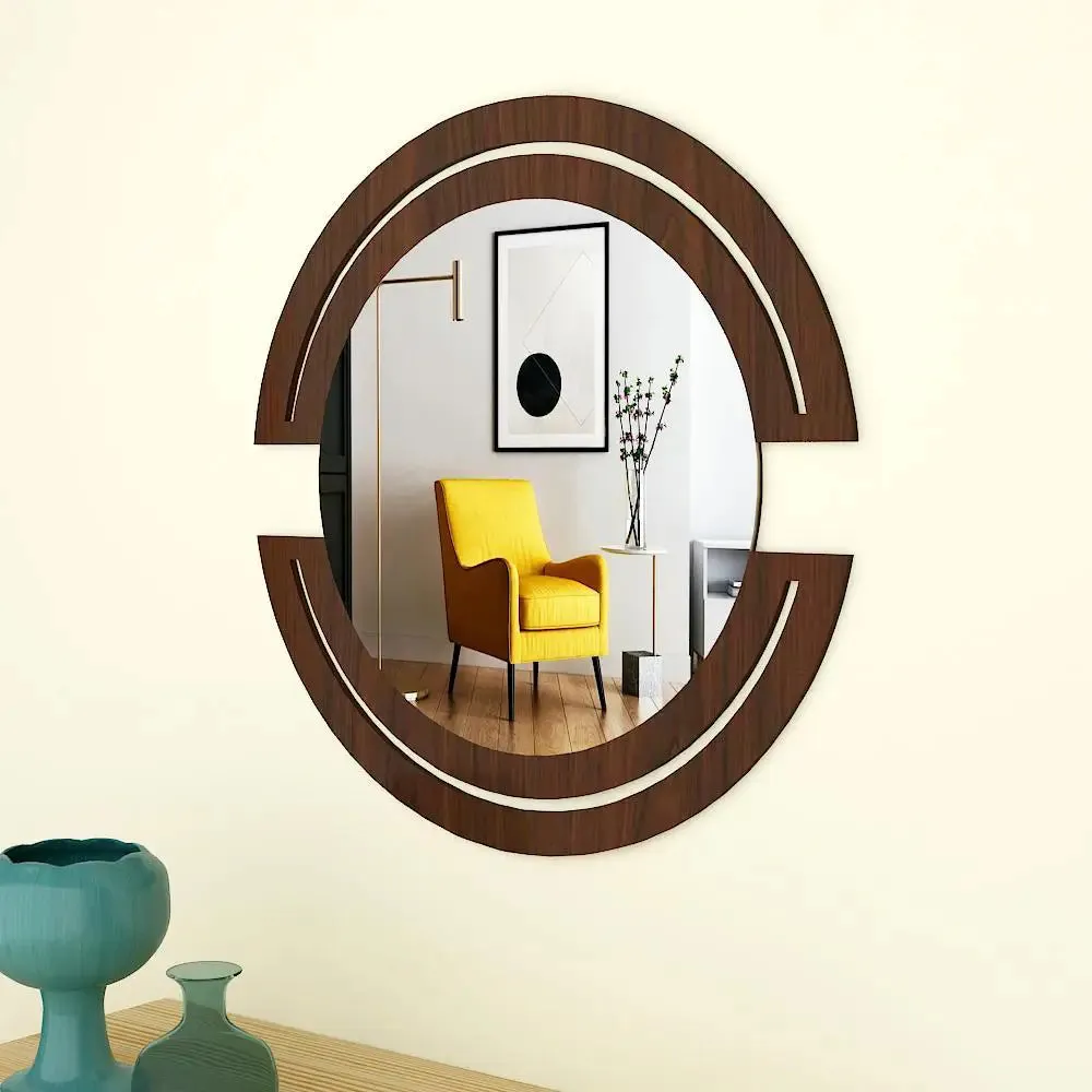 Beautiful Designer Vanity Mirror With Walnut Finish 24 inches X 24 inches