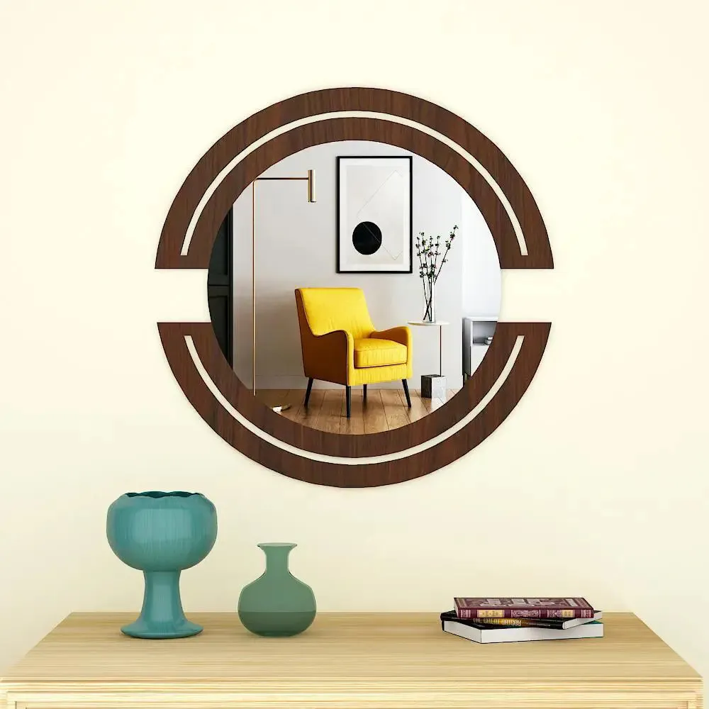 Beautiful Designer Vanity Mirror With Walnut Finish 24 inches X 24 inches