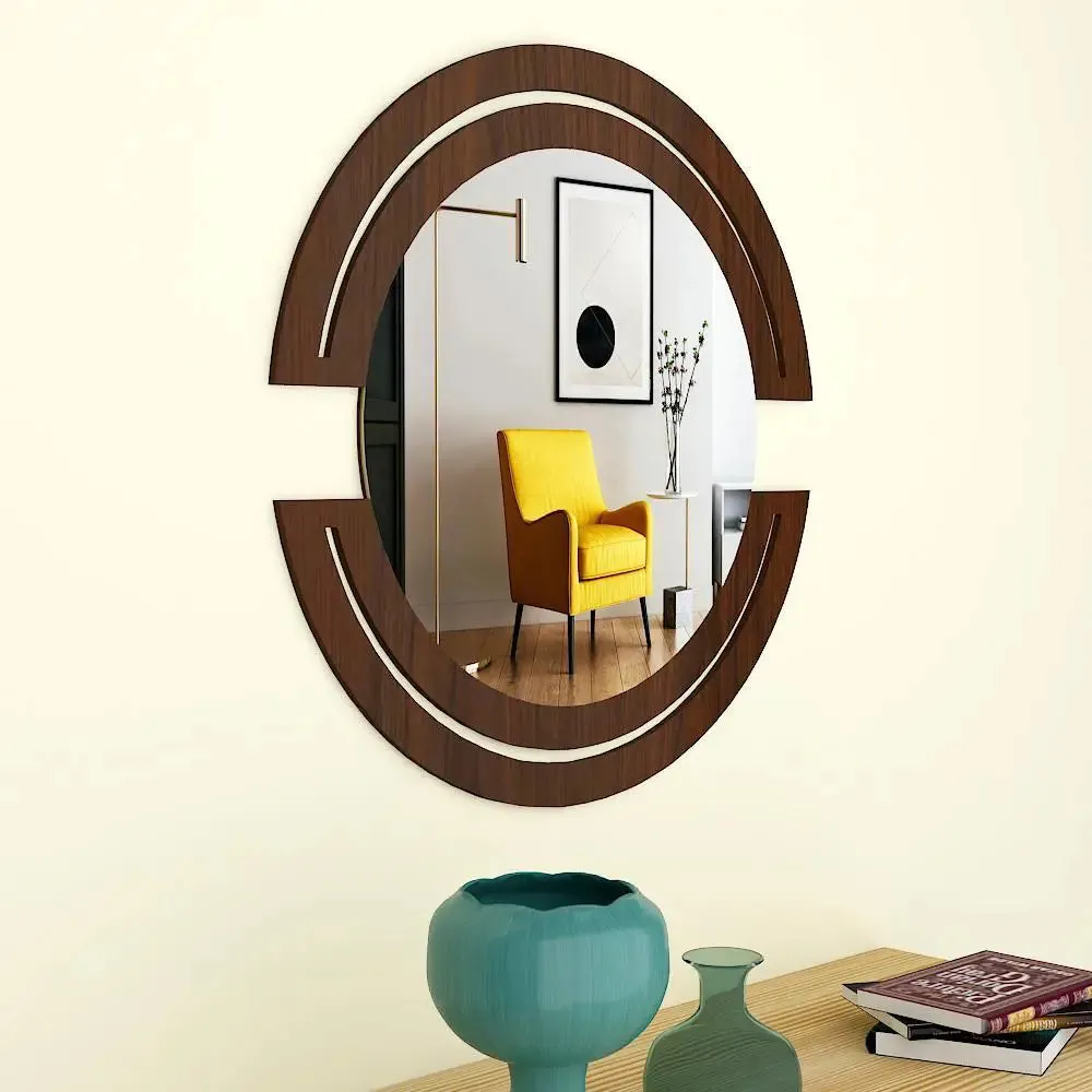 Beautiful Designer Vanity Mirror With Walnut Finish 24 inches X 24 inches