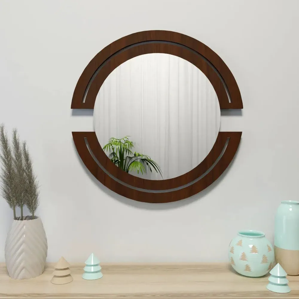 Beautiful Designer Vanity Mirror With Walnut Finish 24 inches X 24 inches