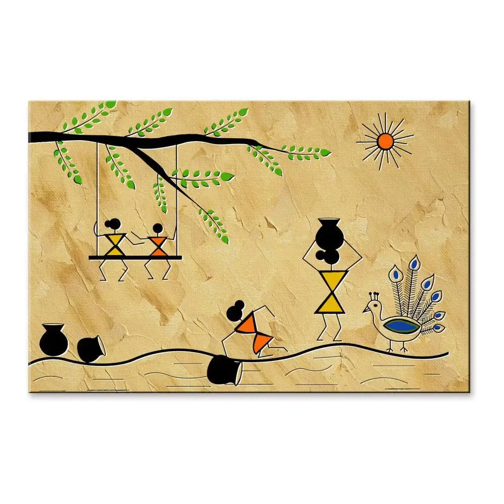 Beautiful Designs of Warli Painting Wall Hanging 61 x 41cm With Frame