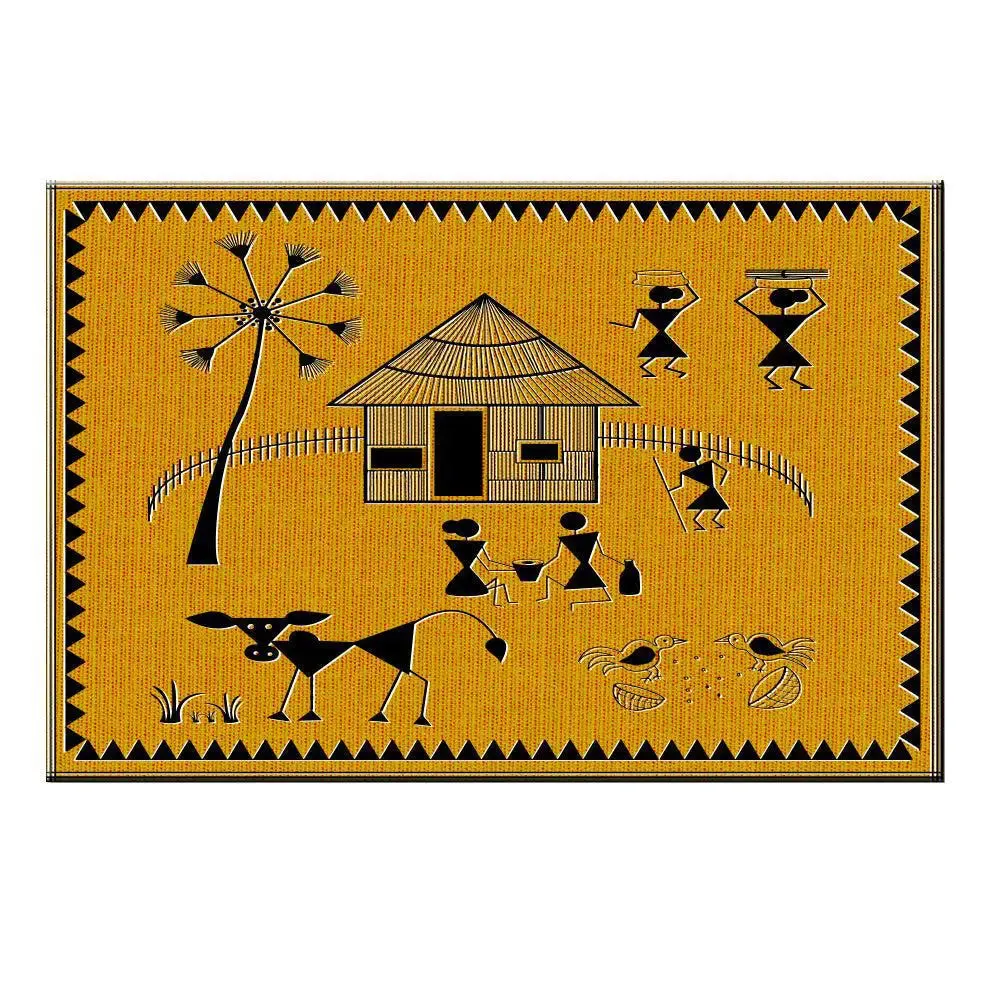 Beautiful Designs of Warli Village Painting Wall Hanging 61 x 41cm With Frame