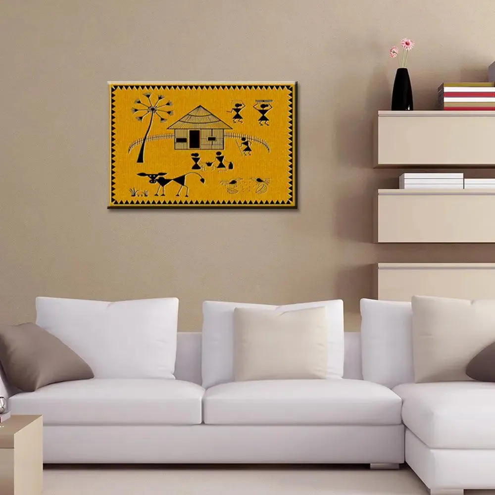 Beautiful Designs of Warli Village Painting Wall Hanging 61 x 41cm With Frame