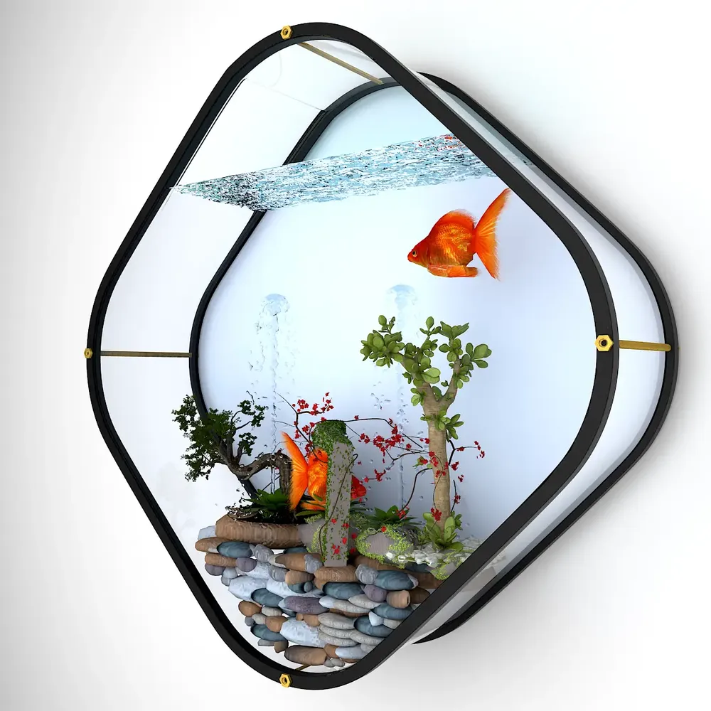 Beautiful Diamond Shaped Transparent Wall Aquarium/Terrarium With Air Pump