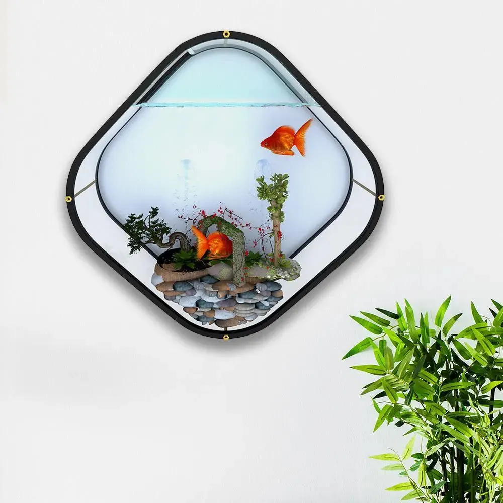 Beautiful Diamond Shaped Transparent Wall Aquarium/Terrarium With Air Pump