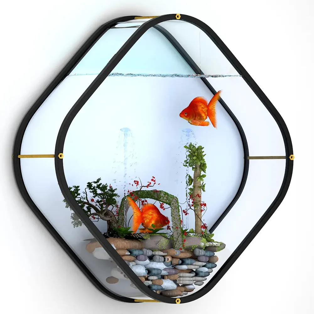Beautiful Diamond Shaped Transparent Wall Aquarium/Terrarium With Air Pump