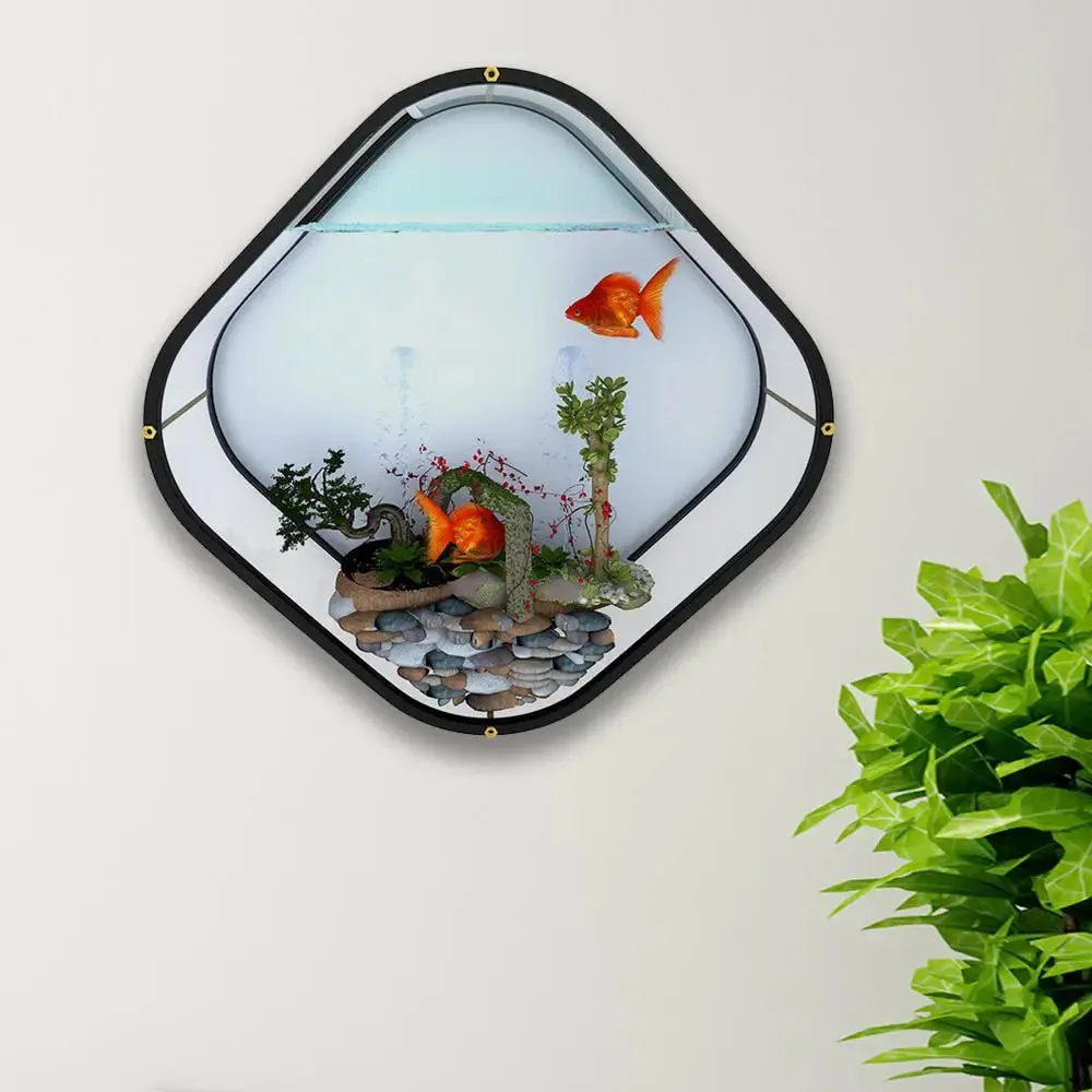 Beautiful Diamond Shaped Transparent Wall Aquarium/Terrarium With Air Pump