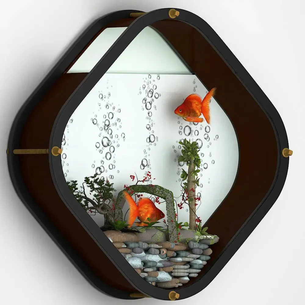 Beautiful Diamond Shaped Wall Aquarium / Terrarium With Air Pump