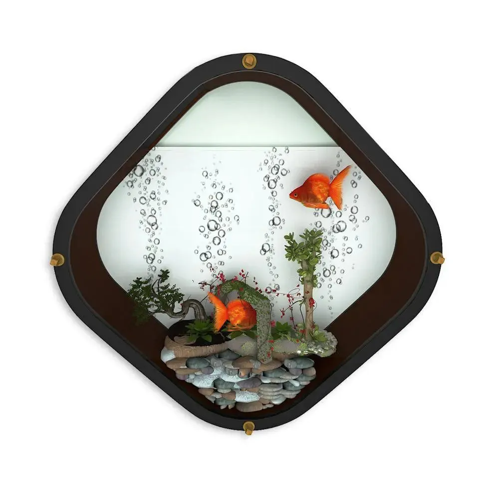 Beautiful Diamond Shaped Wall Aquarium / Terrarium With Air Pump
