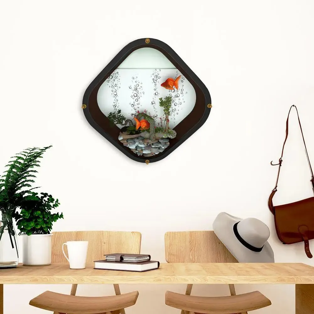 Beautiful Diamond Shaped Wall Aquarium / Terrarium With Air Pump