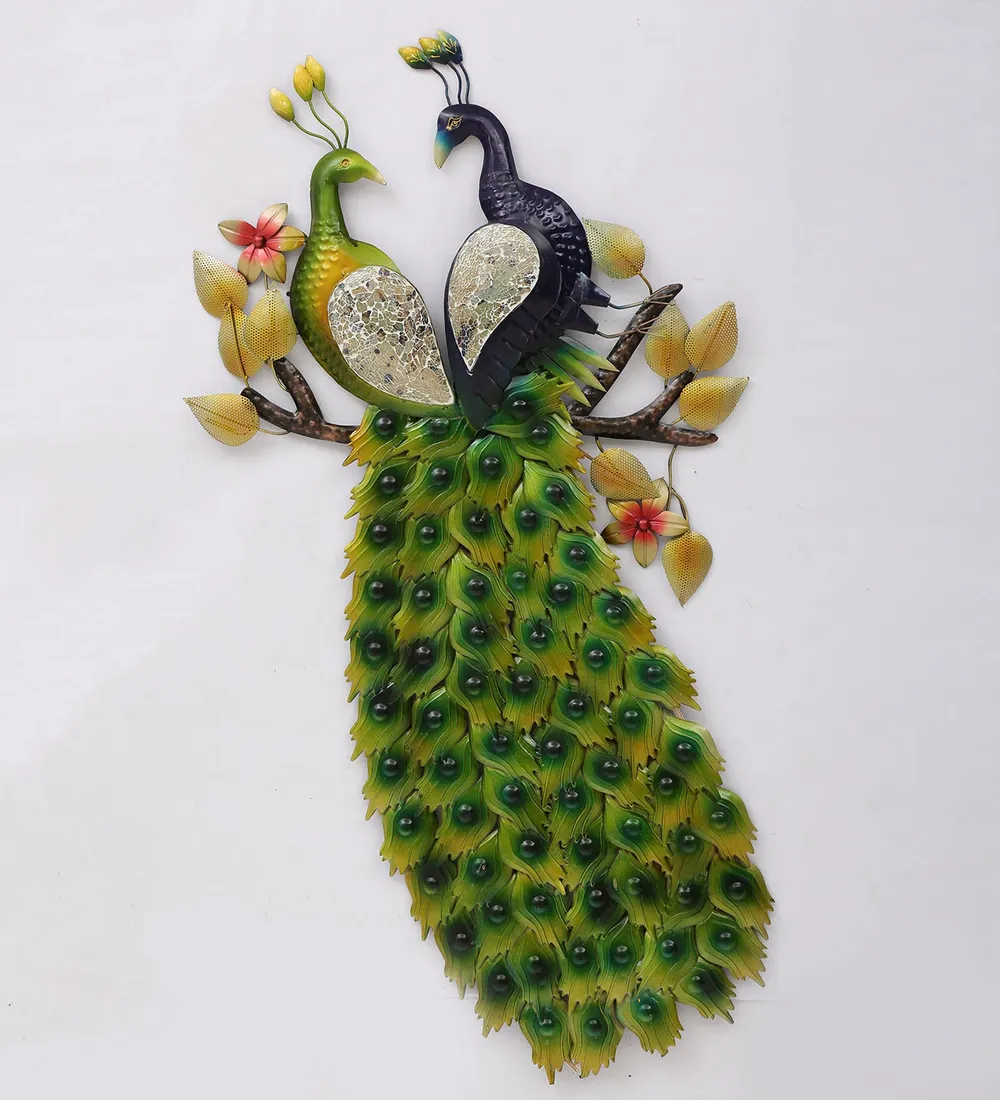 Beautiful Double Peacock Backlit Metal Wall Art for Living Room