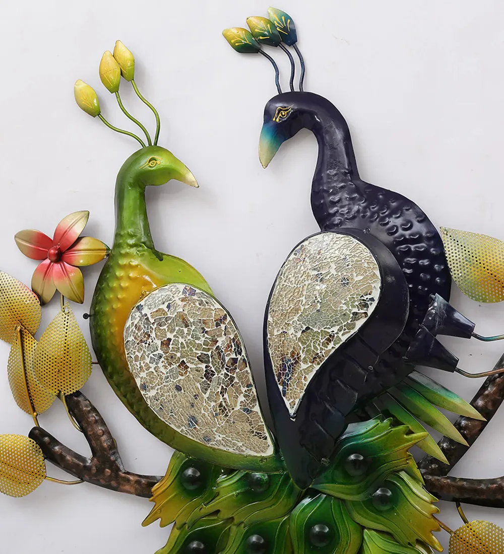 Beautiful Double Peacock Backlit Metal Wall Art for Living Room